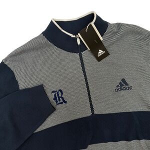 Adidas Sport 1/4 Zip Pullover Sweater Mens Large L Blue Geometric Logo